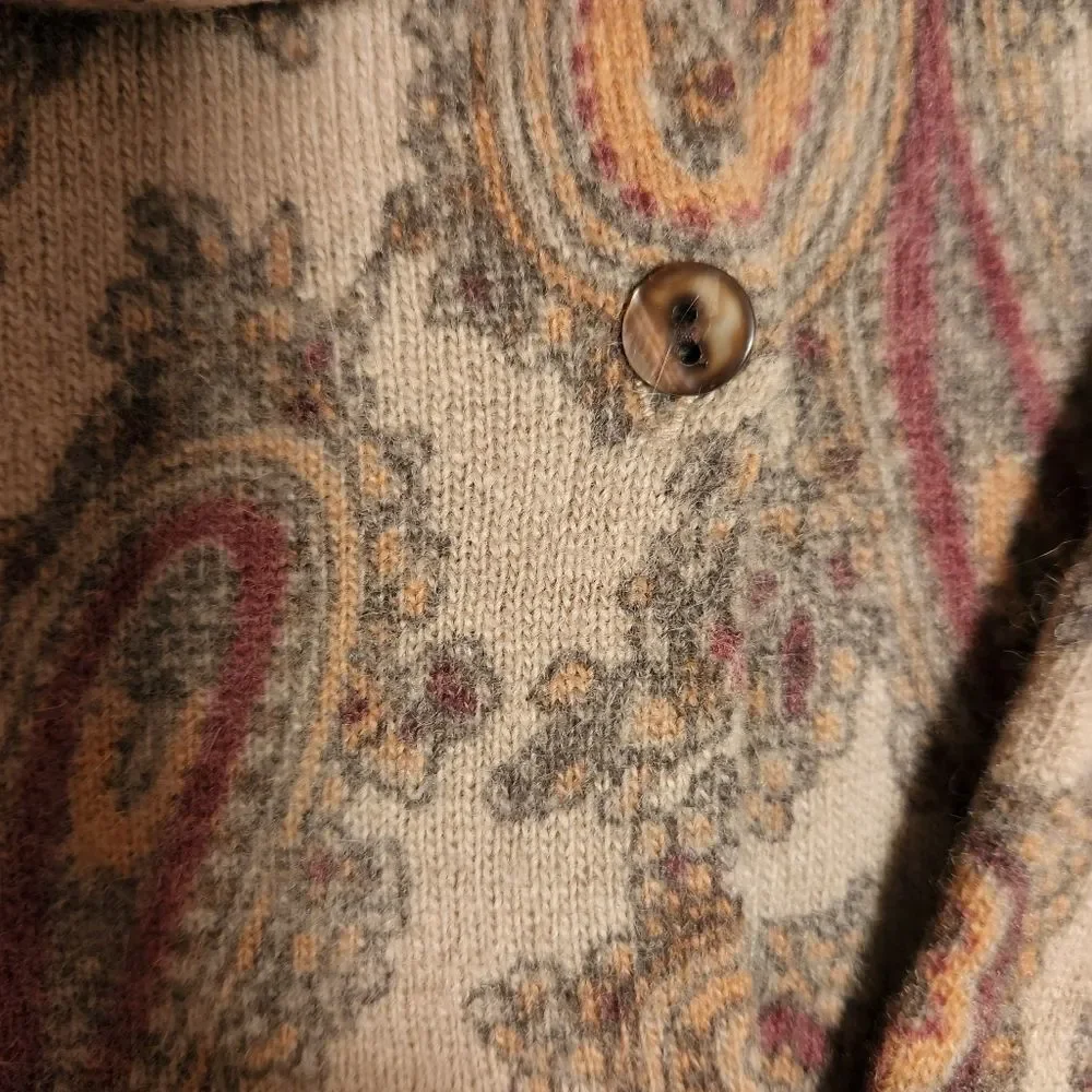 Susan Bristol vintage paisley print wool cardigan Size M